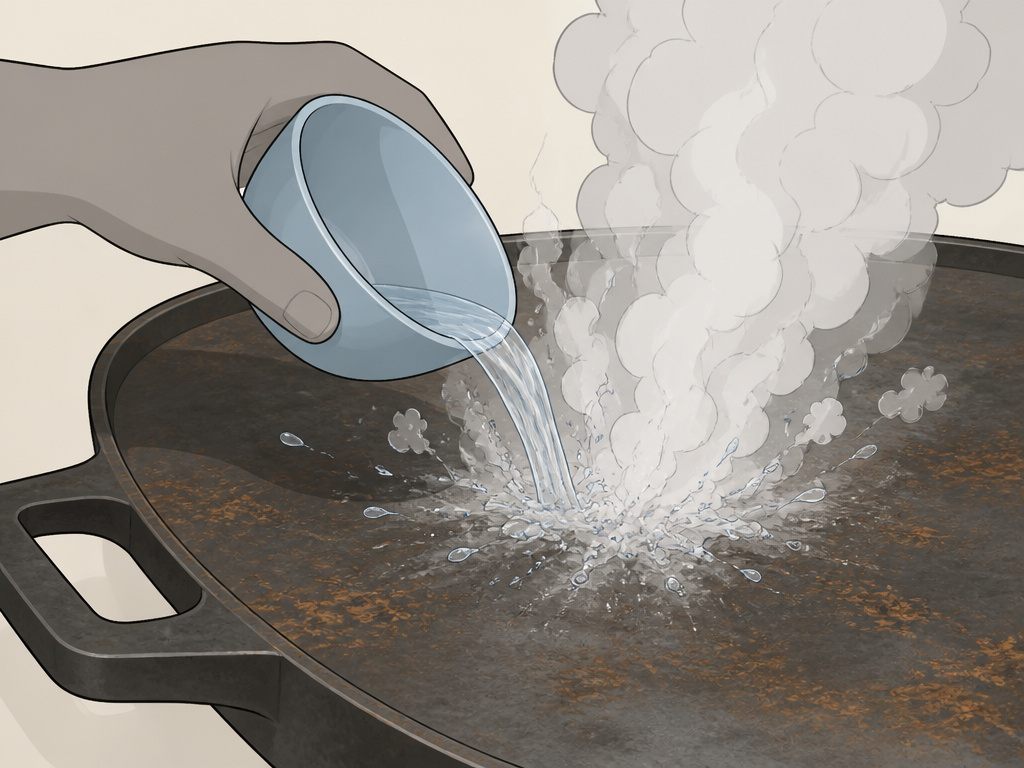 Why pouring water on a hot griddle creates dangerous steam and damage